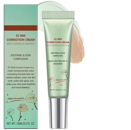Cc Red Correct Cream - 15 ml lätt färgkorrigering med SPF-skydd | Återfuktande hudkorrigering | fettfri fuktgivande ansiktstäckning för rodnad och ojämna texturer