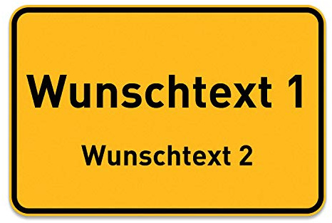 PrintPlanet® Ortsschild mit eigenem Text oder Namen personalisiert – Schild aus 5 mm PVC Kunststoff – Größe 600 mm x 400 mm - Variante 2
