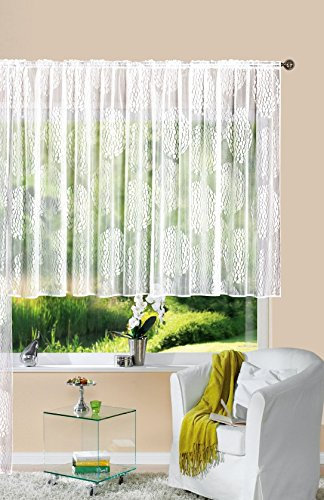 Gardine Store Jacquard Fabio HxB 175x300 cm Kräuselband Universalband Weiß Kreismuster Transparent Voile Vorhang Wohnzimmer, 13143