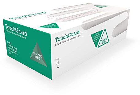 TouchGuard - Confezione di 100 guanti monouso in lattice naturale, nero, senza polvere, M