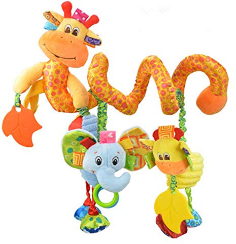 CULASIGN Activity-Spirale Tier/Stoff-Spirale zum Greifen und Fühlen für Bett, Kinderwagen Babyschale, Laufgitter anpassbar/Für Babys und Kleinkinder ab 0+ Monaten (1#)