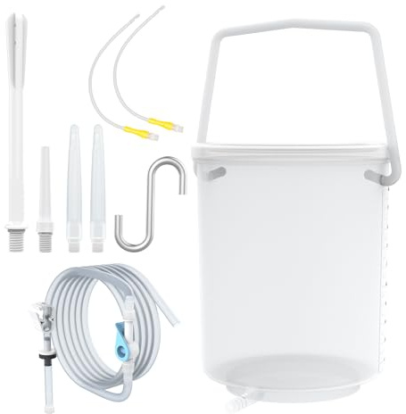TopQuaFocus 2L lavement seau kit de nettoyage du côlon 70,5 oz seau à lavement en plastique étanche pour, pommeau de douche à lavement 6 pièces