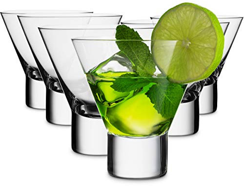 MITBAK Martini-Gläser, 6 Stück, ohne Stiel, 237 ml, mit stilvollem Boden, elegante Cocktailgläser, ideal für Martini, Cocktail, Manhattan, Margarita, Cosmopolitan, hergestellt in Europa