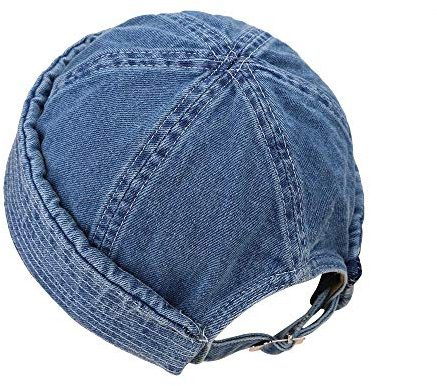jerague Washed Denim Docker Beanie Hat Adjustable for Men Women Brimless Cuffed Hat Skullcap Watch Cap