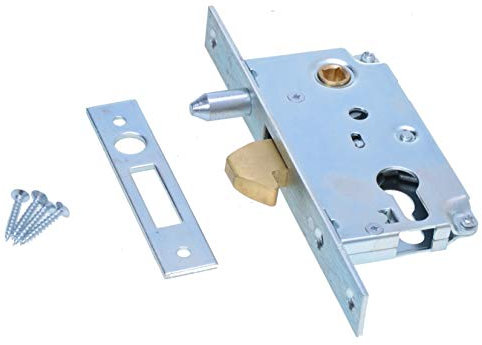 Aqbau Serrure de Porte Coulissante | Couleur Argent | Avec Goupille 72-40 | Fermeture Baie Coulissante | Montage Facile | Serrure à Crochet de Portail Extérieur