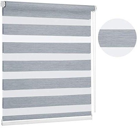 Premium Dark Grey Day and Night Zebra Window Roller blind, 17 width sizes, 200cm drop, 115cm (45.2) Wide