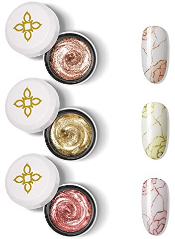 BLUESKY Metallic Sparkle Gel Paint Pot Set Nail Art Bronze Gold Rose Gold 3 X 5G