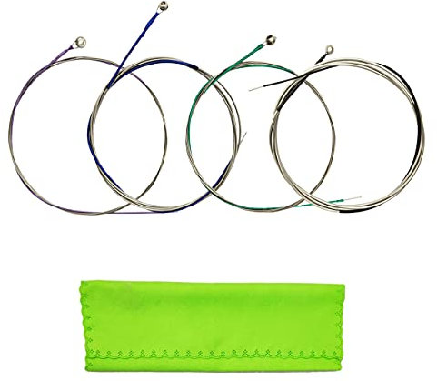 Cello saiten Edelstahlkern vernickelter Kugelkopf Aluminium Magnesium umsponnen 1 kompletter Satz und Reinigungstuch