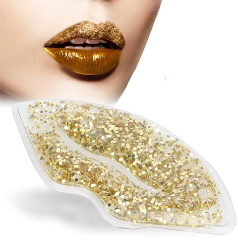 Mascarilla Labial, Compresas Frías Calientes de Labios, Compresas de Hielo, Mascarilla Refrescante Almohadillas Refrigerantes Gel Lipnmaske Mascarilla Labial Almohadillas Labiales(oro)