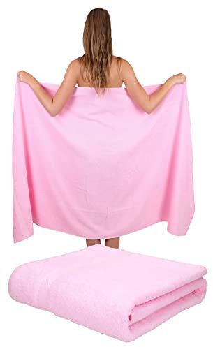 Betz 2 Stück Badetücher groß XXL Größe 100 x 200 cm Badetücher Saunatuch Palermo 100% Baumwolle Farbe rosé