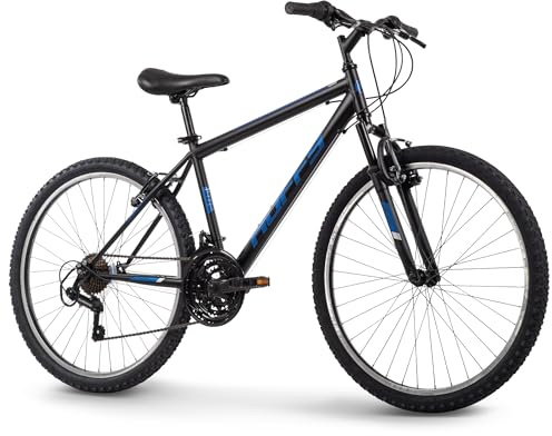 Huffy Stone Mountain Mens 26 Inch Mountain Bike, Matte Black Frame, 21-Speed Shimano Twist Shifting, Front Suspension, Comfort Saddle | 20/24/26 Sizes, 6-21 Speeds, Dual Suspension Available |
