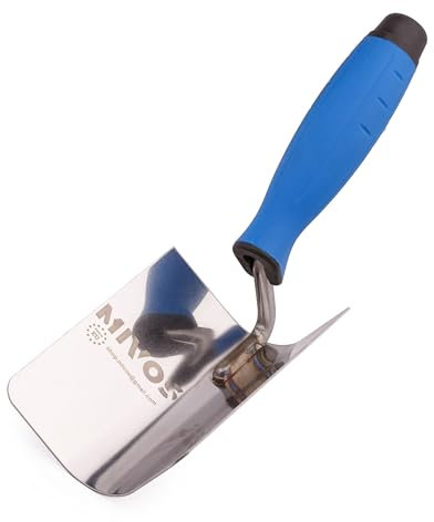 MIVOS Corner Trowel 120 x 95 mm - Round Trowel - Edge Trowel - Inner Corner Trowel Made of Stainless Steel - Interior and Exterior Corner Spatula with Soft Grip - Outer Corner Trowel - Made in EU -