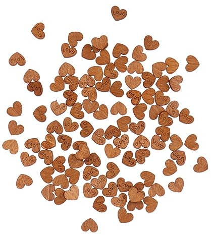 NUOBESTY 100pezzi Cuori Di Legno Per Decorazioni Scrapbooking e Artigianato Matrimoniale Colore Retrò Cuori Legno Sculpati Parole d Amore Per Creazioni e Decoupage