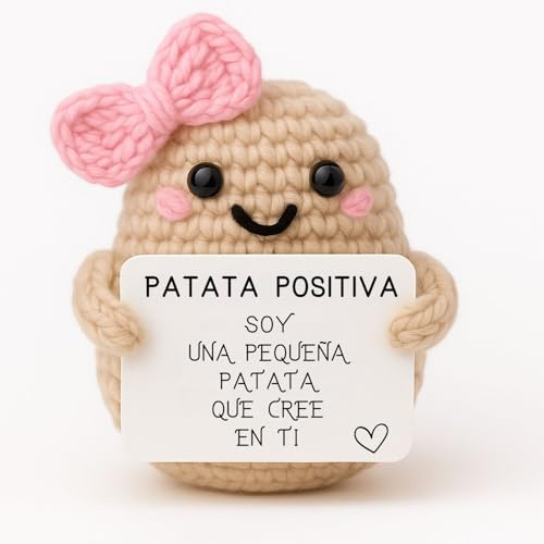 Patata Chica© | Regalo Mujer Cute | Idea Sorpresa Amiga & Chica | Cumpleaños & Amigo Invisible | Decoración Kawaii Amor | Habitación Rosa | Peluche Muñeco Princesa | Crochet Positivo | Muñeca Love