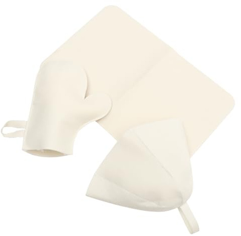 Mikikit Set Sauna 3 Pezzi Cappello in Feltro Bianco, Guanti Traspiranti e Tappetino Protettivo, Cuffia Per Sauna Leggera e Confortevole Per Spa e Bagno Turco