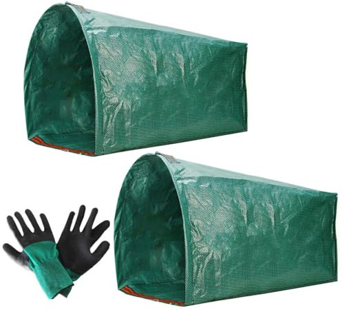 Bolsas De Desecho Del Jardín, Juego De Sacos De Basura Del Jardín, Soporte De Basura De Limpieza Del Césped, Almacenamiento De Escombros Al Aire Libre Reutilizables, Incluye Guantes De Protección Manu