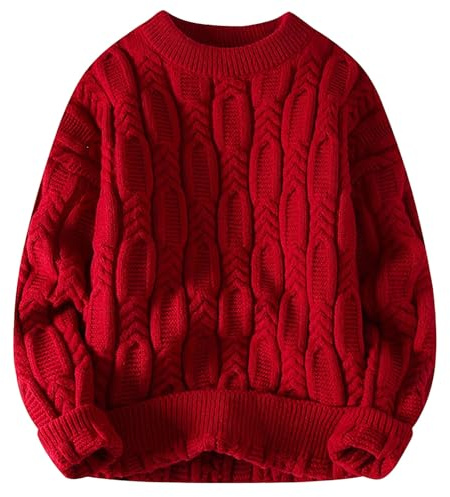 Maglioni Girocollo Uomo, Maglione Lavorato a Maglia Maglioni Uomo Invernalia Girocollo Maglia Inglese Basic Maniche Lunghe Trecce Maglioncino Lavorato Maglione Uomo Norvegese Maglioncino