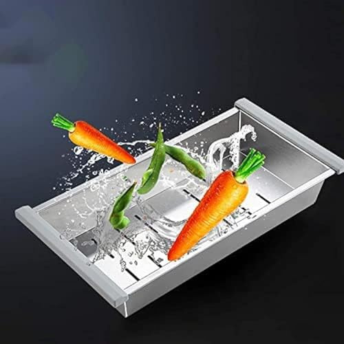 Över Diskbänken Rektangulär Durkslag Strainer Basket - Frukt Och Grönsaker Dry & Drain Basket Sil, Tvätta Grönsaker Och Frukter För Kök, Rostfritt Stål, 14.2 * 7.9in/36 * 20cm