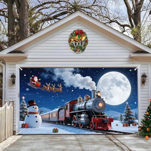 Copertura della Porta del Garage di Natale, Banner di Porta di Garage di Natale Decorazioni di Natale, Pupazzo di Neve Tela di Sfondo per Parete Porta Giardino Sfondi Decorazione Feste