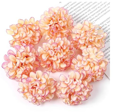 AEJHSIN Konstgjorda hortensior 4 cm siden hortensia konstgjorda blomhuvuden, falska för heminredning, för bröllop, kransar gör-det-själv för brudar tillbehör (Dark Orange, 20 st)