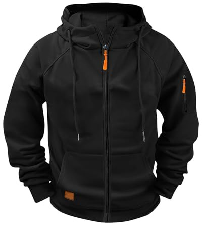 Sweat A Capuche Homme Sweatshirts Pull Polaire Marque Chaude Militaire Manches Longues Multi-Poches Sweat-Shirts Zippé De Sport Grandes Tailles Veste De Travail Hoodie pour Hiver Et Automne
