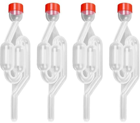 SIDMKA Fermentation Tube Set, 4 Pieces Plastic Fermentation Lock, Transparent Fermentation Container, Airlock Fermentation, Airlock, Wine Check Valve, Suitable for Beer Brewing, Red Wine Fermentation
