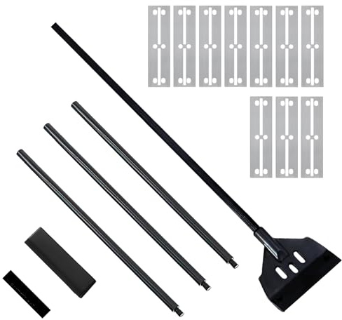 Tokaneit Nettoyeur de Grattoir Algues Alliage D'aluminium, Grattoir Quarium Vitre 95cm, Aquarium Scraper Durable et Robuste, avec 3 Tige D'extension et 10 Lames, pour Aquariums Verre