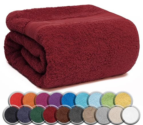 NatureMark SAUNATUCH/Badetuch – Premium Qualität 80x200cm – Sauna-Handtuch 100% Baumwolle – Farbe: Bordeaux Rot