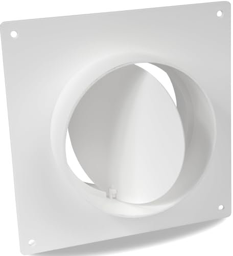 4'' Inch Duct Connector Flange with Backdraft Damper- Plastic - Straight Pipe Flange for Heating Cooling Ventilation System (100 mm with Valve)
