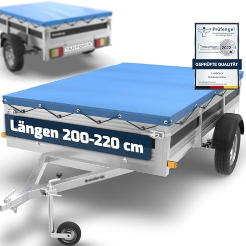 Tarpofix® Anhänger Plane 209 x 134 cm inkl. Planenseil | Anhängerplane Flachplane aus PVC PLANENMATERIAL | Verstärkte Brenderup Hänger Plane für 750kg PKW Hänger | Abdeckplane Hänger Abdeckung