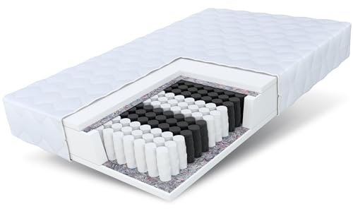 FDM Matratze 100x200 cm Härtegrad H3 Höhe 16 cm Taschenfederkernmatratze Polyurethan-Schaum 7 Komfortzonen mit Hypoallergenem Waschbarem Premium-Bezug Oeko-Tex Medic