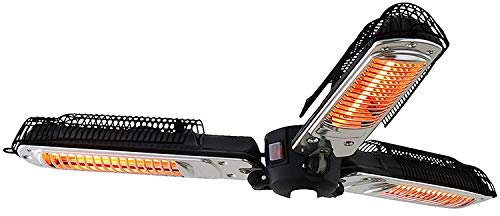 WANGZI Electric Patio Parasol Heater, Free Standing Outdoor Parasol Heater, Folding Electric Infrared Space Heater with 3 Heating Panels,2000W