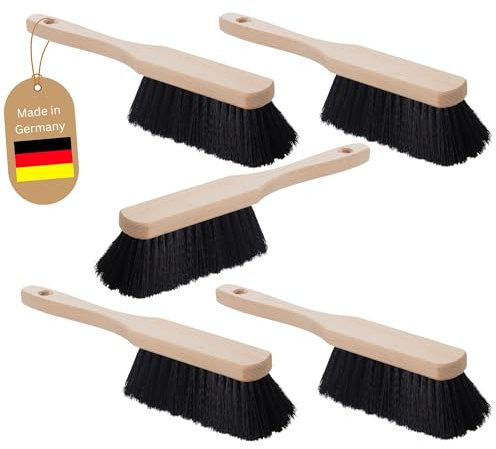 Scopino a mano con setole sintetiche sottili di colore nero, spazzola a mano in legno, spazzola per la polvere (scopino con setole sintetiche, 5)