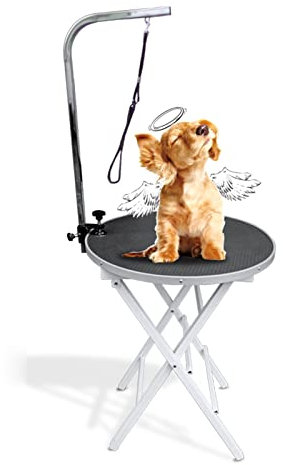 ERRULAN Trimmtisch für Hunde Tragbare Katze/Hund Haustier Grooming Tisch Faltbar, Schwarzer Beauty Table Organizer Mit Verstellbarem Arm/Schlinge, Trimmtisch