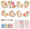 RosewineC 24 Stück Einhorn Basteln Regenbogen Basteln Kindergeburtstag Einhorn Holz Bastelset Unicorn Bemalen Holz Basteln mit 12 Aquarellstift, 3 Aufkleber, 1 Hanfseil für DIY Handwerk Kinder Malerei