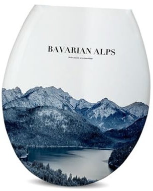 NOLITOY Toilet Seat Cover Épais Pp U-shape Design Imprimé Créatif Pour Toilettes Domestiques Bleu Paysage