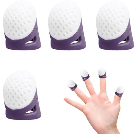 Bekecidi 4 Stück Fingerhut, Daumenschutz, Fingerschutz, Silikon-Fingerschutz, Strick-Fingerhut, Fingerspitzen-Fingerhut, zum Nähen, Handarbeiten, Quilten, Basteln, (2x2.5cm)