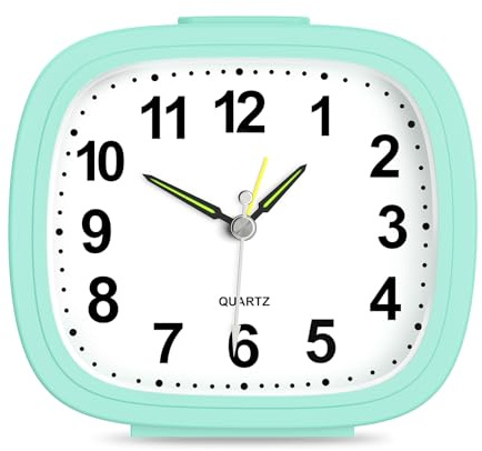Brifit Silent Alarm Clocks, Bedside Non Ticking Travel Clocks, Battery Powered Bedside Clock with Large Display Snooze Night Light Function for Kids Heavy Sleepers Travel Bedroom Desk Easy to Read