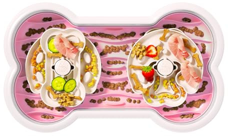 Anti-Choking & Non-Slip Interactive Dog Slow Feeder Bowl - Maze Puzzle Feeder, Bloat Stop, Large Breed Dogs - Pink