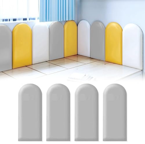 AYYDS 3D självhäftande väggpanel, vattentät PU-vaddering för barnrum, anti-kollision sänggavel (grå, 20 x 60)