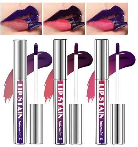 3PCS Peel Off Lip Liner Stain, Long Wear Tattoo Lip Liner Peel Off Lip Stain with Matte Finish, Long Lasting, Waterproof, Transfer-proof, Highly Pigmented Color