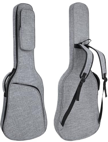 HOHIYO 41 Inch Electric Guitar Bag Soft Guitar Case 11 MM Thick Padded Electric Guitar Gig Bag Waterproof Guitar Backpack with Pockets Grey (Electric-Grey)