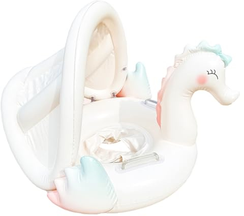 Boa con tetto per adulti, baldacchino galleggiante gonfiabile per adulti, anello da nuoto compatto leggero per famiglie, giardino, spiagge, laghi e fiumi