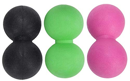 TPR Yoga Massage Ball Muscle Relax Portable Fitness Body Fascia Exercise Ball Set for Whole Body Massage (Black + Rose red + Green)