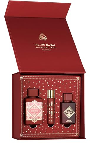 Badee Al Oud Sublime by Lattafa Perfume Gift Set – 100ml Eau de Parfum, 12ml Travel Spray & 50ml Hair Mist | Fruity, Warm, Long-Lasting Arabic Fragrance for Men and Women