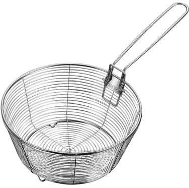 Noodle Colander Wire Sieve With Folding Handle Frying Basket For Cooking Dumplings Salads Noodles Deep Fryer Chips(Large)