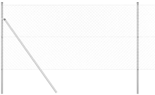 Xhnifbn Recinzione a bastoncini, argento, 10 x 1 m, maglie 40 x 40 mm, in acciaio verniciato a polvere, con 5 pali, design moderno, robusta, per giardino, terrazza, balcone