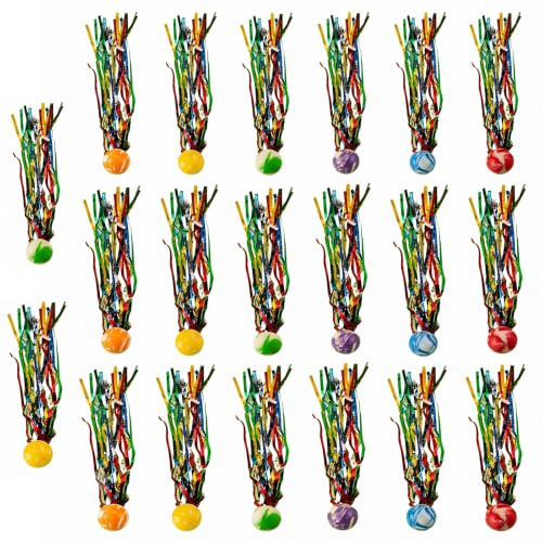 FIQLUL Lot de 20 Balles Rebondissantes Enfant, Balle Rebondissante avec Fil Doré Élastique, Petits Cadeaux Anniversaire Invités, Idéal pour Remplissage Pinata, Kermesse et Pochette Surprise