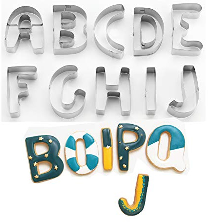 SurgeHai 26-Piece Large Alphabet Cookie Cutter Set (A - Z), Stainless Steel Decorating Tools Letters Fondant Cutter