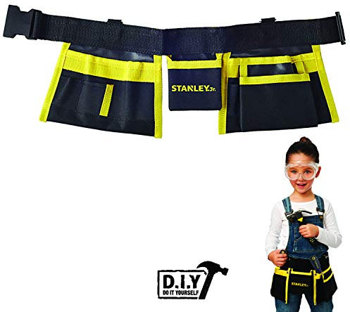 Stanley Jr. T010M-SY Tool Belt for Kids - Ideal for Kids to Store Toys Well - Made from a Strong and Durable Fabric Ages 5+ Yellow Black ‎35 x 25 x 25 cm